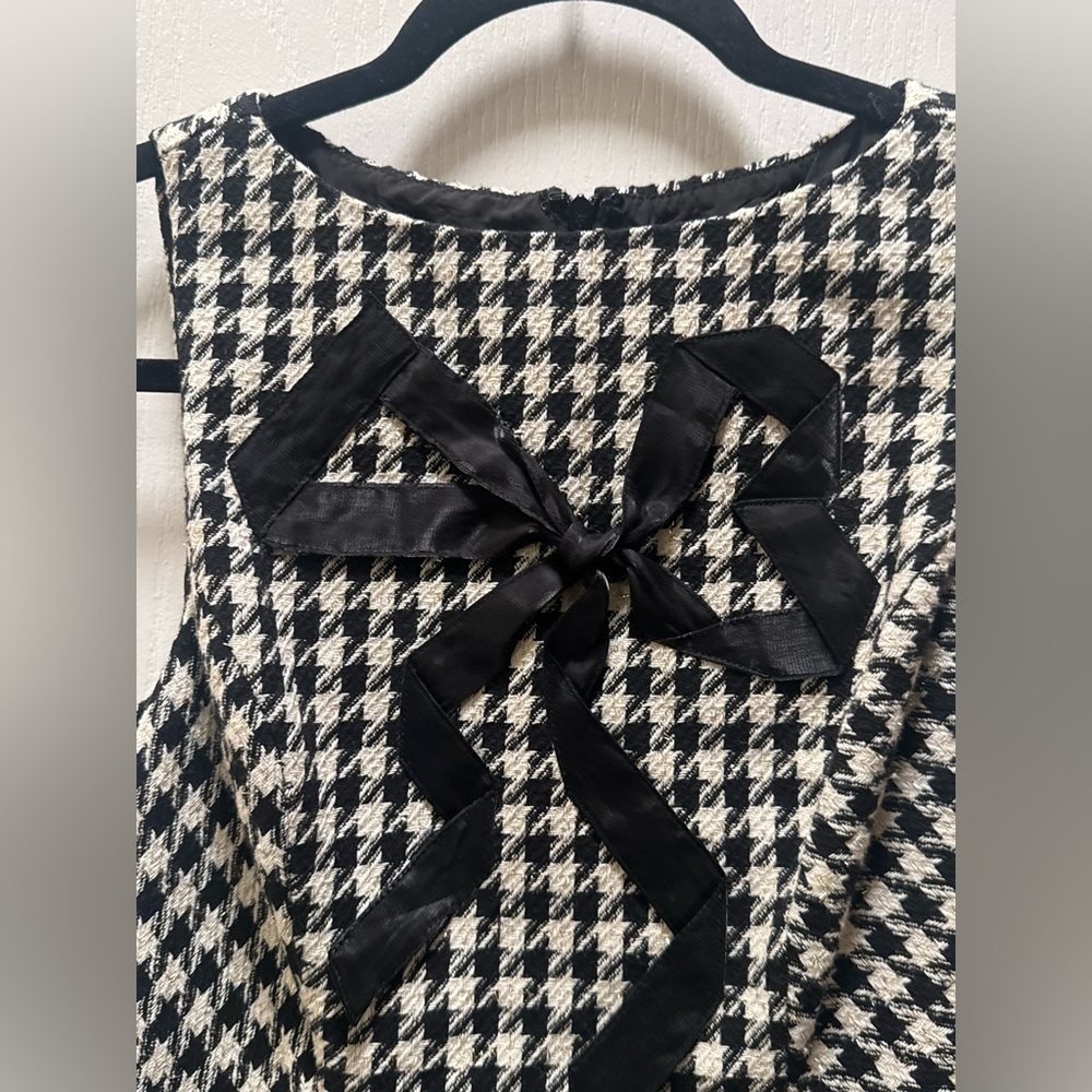 En Saison Marley Houndstooth Bubble Hem Mini Dress w/ Organza Bow – Size S NWT - Picture 6 of 8